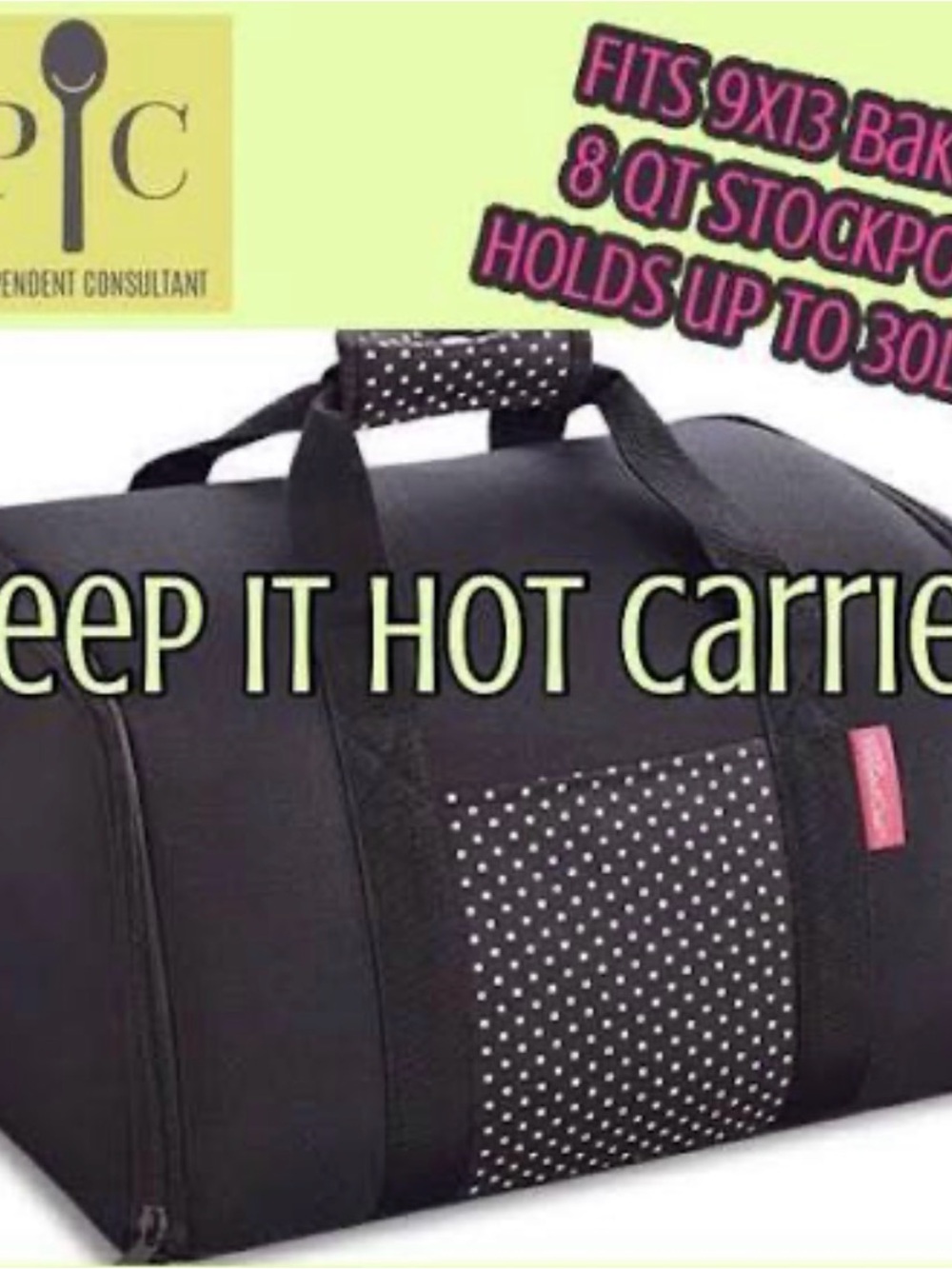 Pampered Chef Black with White Polka Dot Tote insulated
